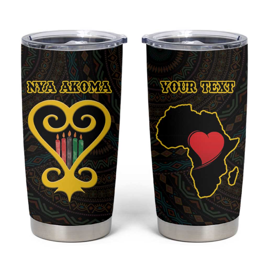 Personalised Happy Black Love Day Tumbler Cup Sankofa Heart With Adinkra Pattern - Wonder Print Shop