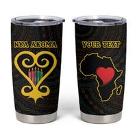 Personalised Happy Black Love Day Tumbler Cup Sankofa Heart With Adinkra Pattern - Wonder Print Shop