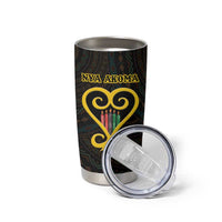 Personalised Happy Black Love Day Tumbler Cup Sankofa Heart With Adinkra Pattern - Wonder Print Shop