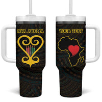 Personalised Happy Black Love Day Tumbler With Handle Sankofa Heart With Adinkra Pattern - Wonder Print Shop