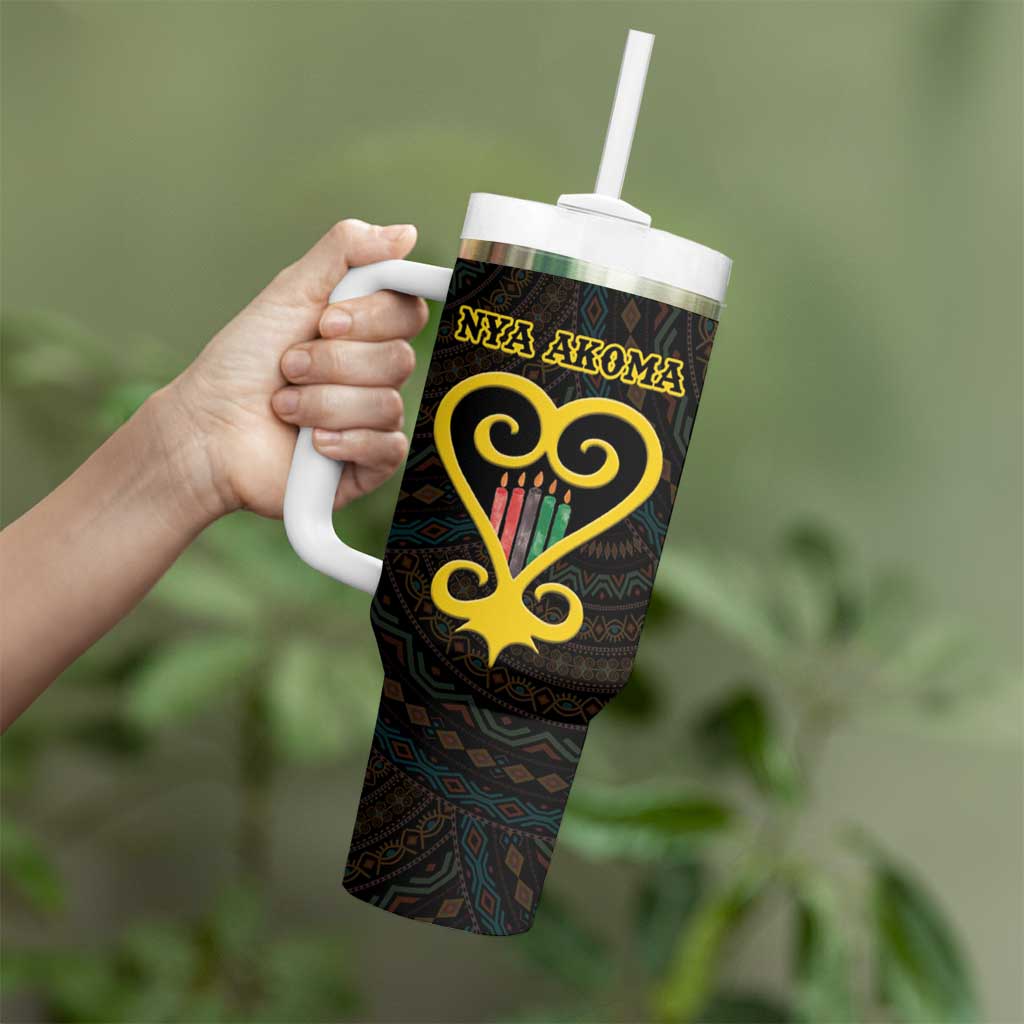 Personalised Happy Black Love Day Tumbler With Handle Sankofa Heart With Adinkra Pattern - Wonder Print Shop