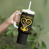 Personalised Happy Black Love Day Tumbler With Handle Sankofa Heart With Adinkra Pattern - Wonder Print Shop