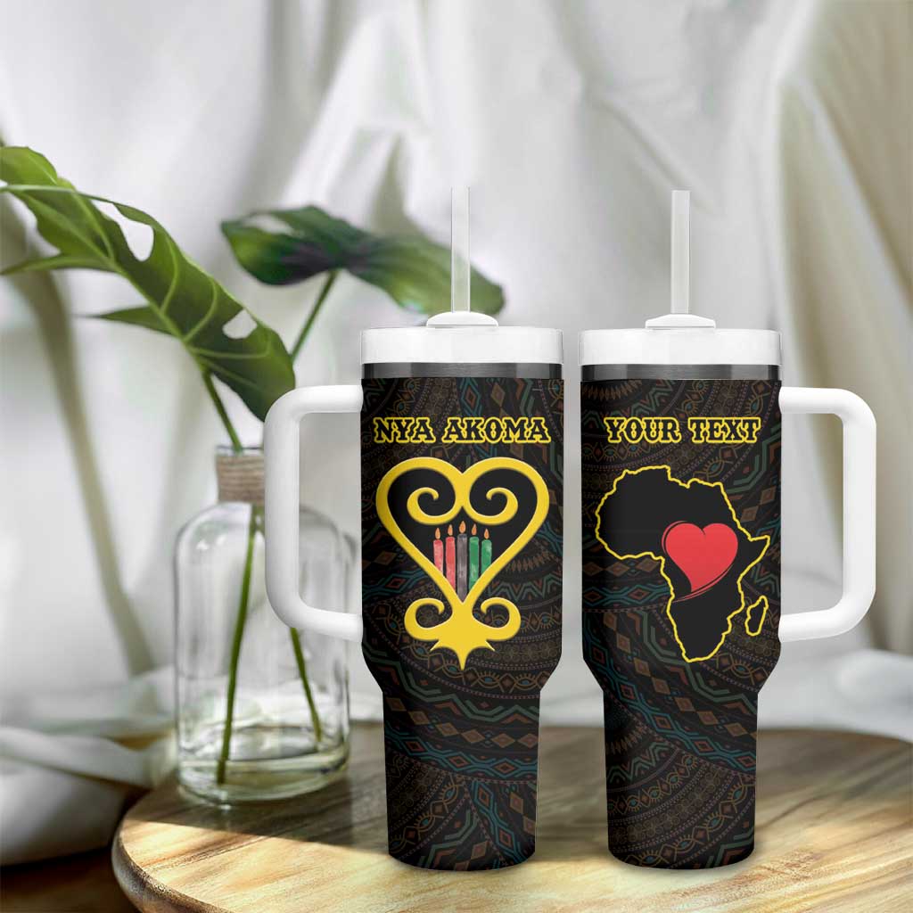 Personalised Happy Black Love Day Tumbler With Handle Sankofa Heart With Adinkra Pattern - Wonder Print Shop