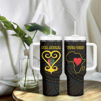 Personalised Happy Black Love Day Tumbler With Handle Sankofa Heart With Adinkra Pattern - Wonder Print Shop
