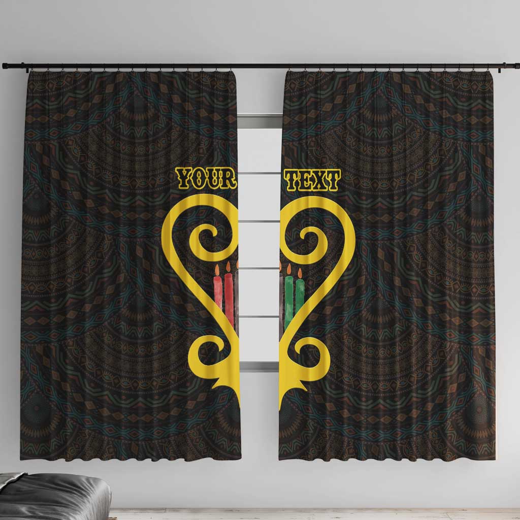 Personalised Happy Black Love Day Window Curtain Sankofa Heart With Adinkra Pattern - Wonder Print Shop