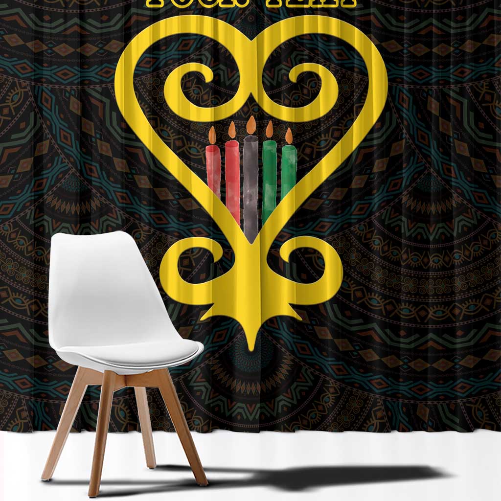 Personalised Happy Black Love Day Window Curtain Sankofa Heart With Adinkra Pattern - Wonder Print Shop