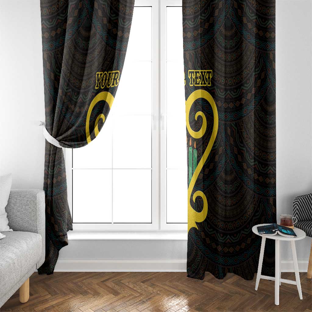 Personalised Happy Black Love Day Window Curtain Sankofa Heart With Adinkra Pattern - Wonder Print Shop