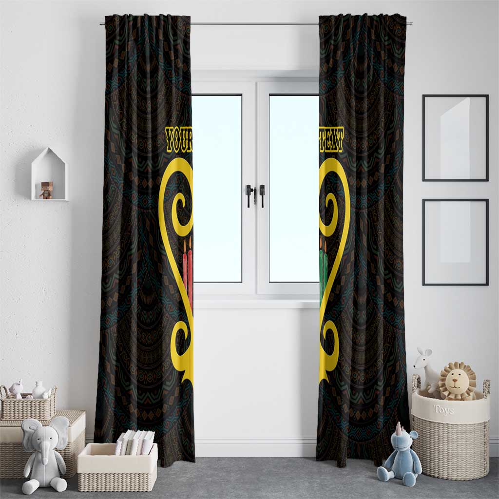 Personalised Happy Black Love Day Window Curtain Sankofa Heart With Adinkra Pattern - Wonder Print Shop