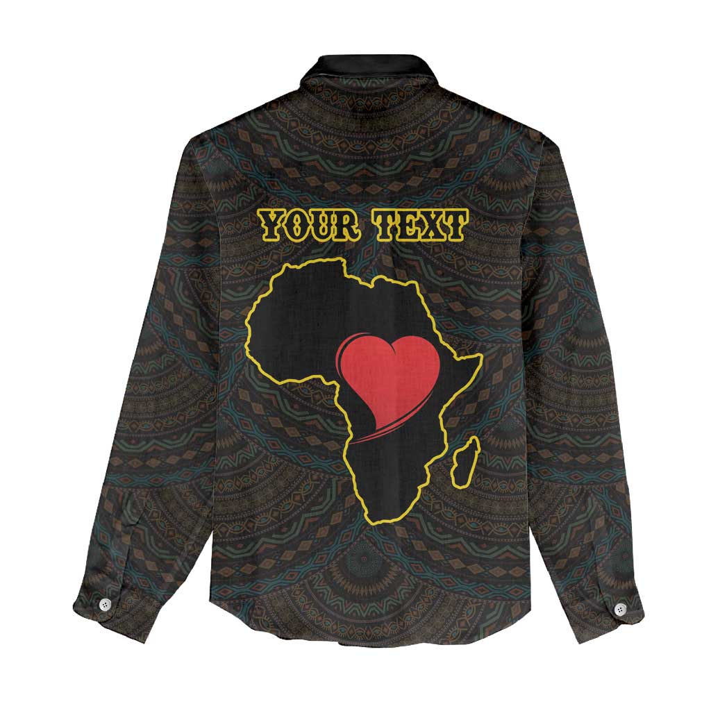 Personalised Happy Black Love Day Women Casual Shirt Sankofa Heart With Adinkra Pattern - Wonder Print Shop