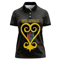Personalised Happy Black Love Day Women Polo Shirt Sankofa Heart With Adinkra Pattern - Wonder Print Shop