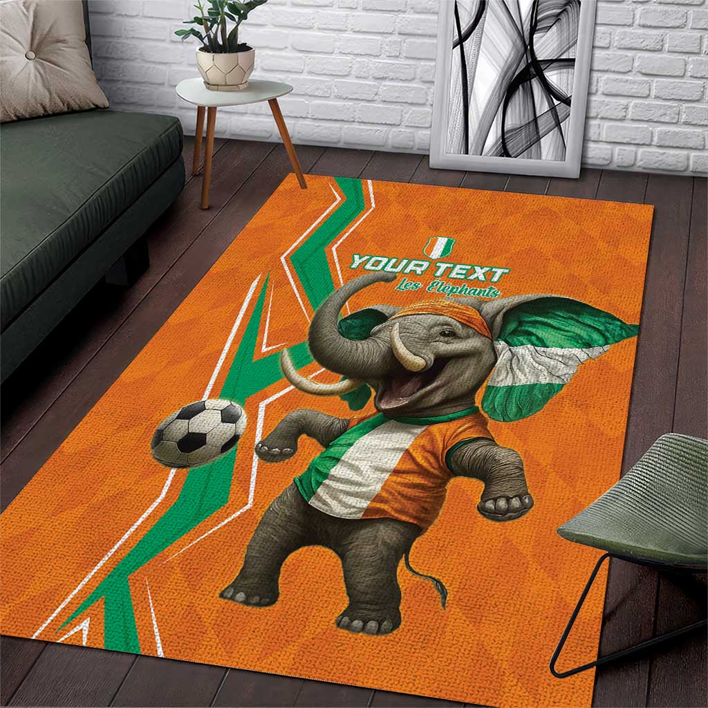 Custom Ivory Coast Football Area Rug Go Les Elephants