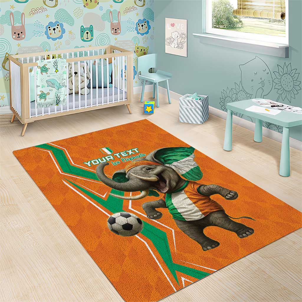 Custom Ivory Coast Football Area Rug Go Les Elephants