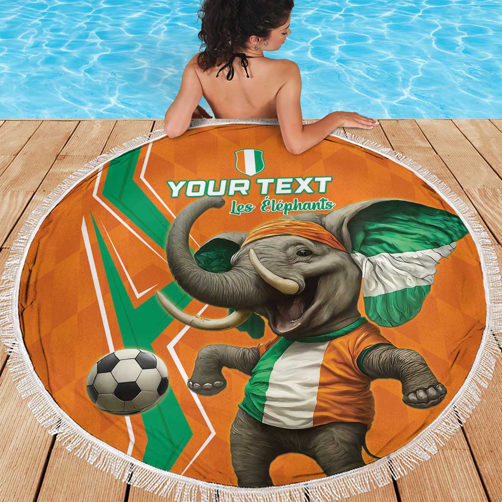 Custom Ivory Coast Football Beach Blanket Go Les Elephants