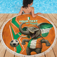 Custom Ivory Coast Football Beach Blanket Go Les Elephants