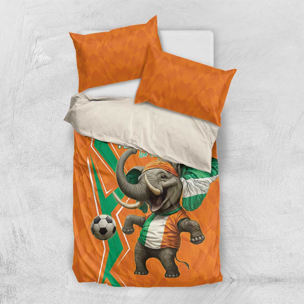 Custom Ivory Coast Football Bedding Set Go Les Elephants