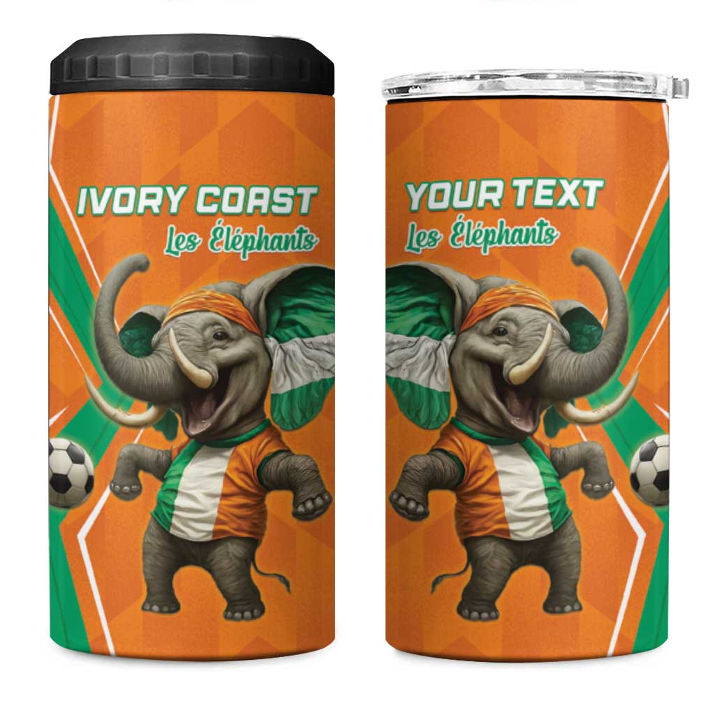 Custom Ivory Coast Football 4 in 1 Can Cooler Tumbler Go Les Elephants