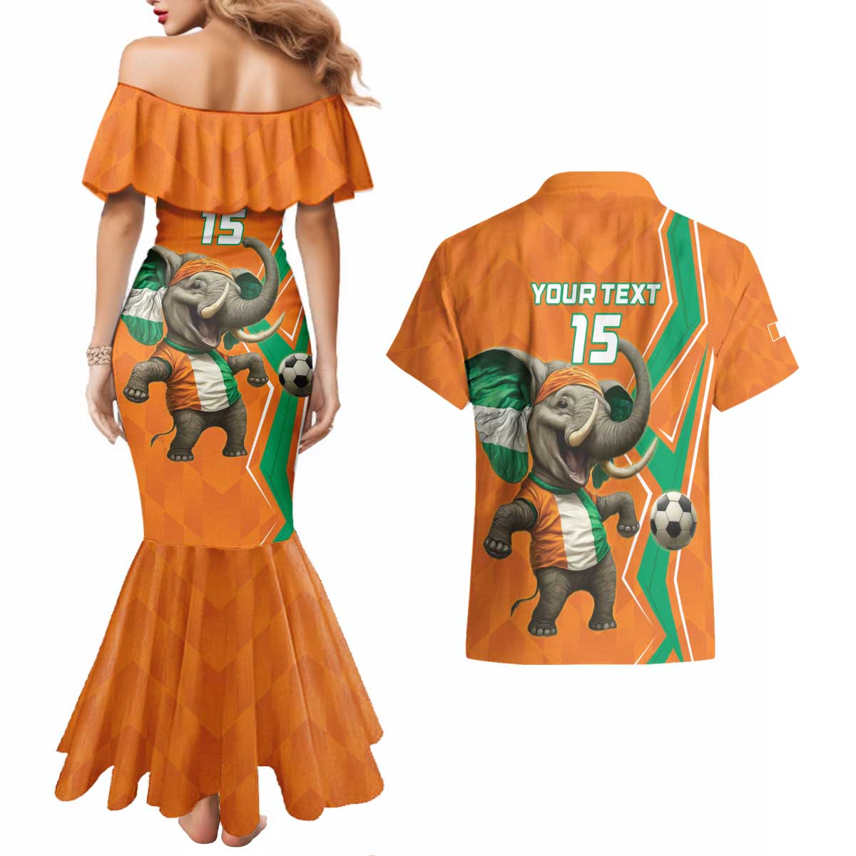 Custom Ivory Coast Football Couples Matching Mermaid Dress and Hawaiian Shirt Go Les Elephants