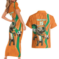 Custom Ivory Coast Football Couples Matching Short Sleeve Bodycon Dress and Hawaiian Shirt Go Les Elephants