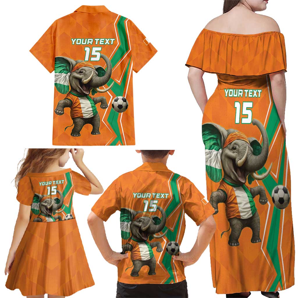 Custom Ivory Coast Football Family Matching Off Shoulder Maxi Dress and Hawaiian Shirt Go Les Elephants