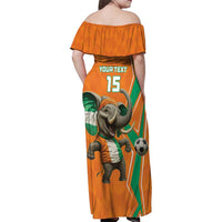 Custom Ivory Coast Football Family Matching Off Shoulder Maxi Dress and Hawaiian Shirt Go Les Elephants