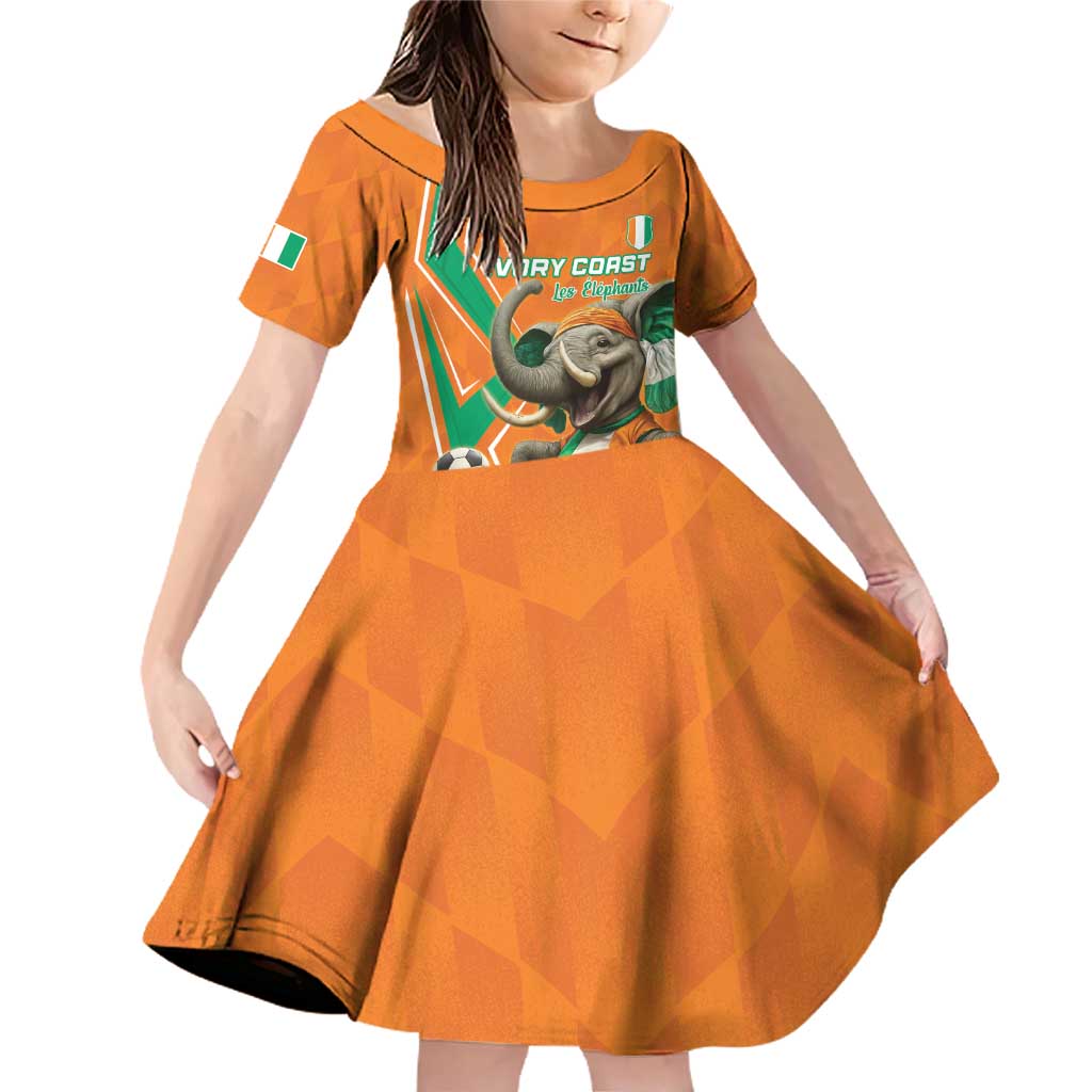 Custom Ivory Coast Football Family Matching Off Shoulder Short Dress and Hawaiian Shirt Go Les Elephants