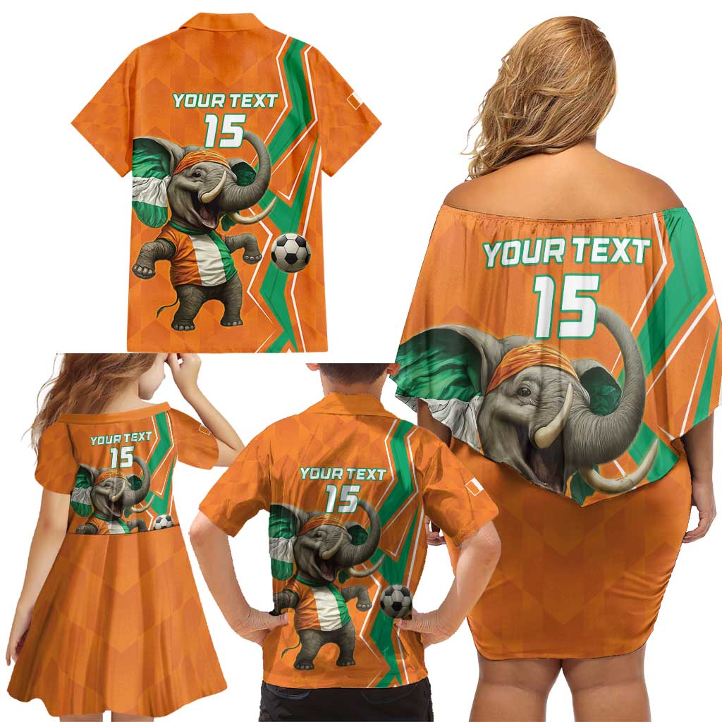 Custom Ivory Coast Football Family Matching Off Shoulder Short Dress and Hawaiian Shirt Go Les Elephants