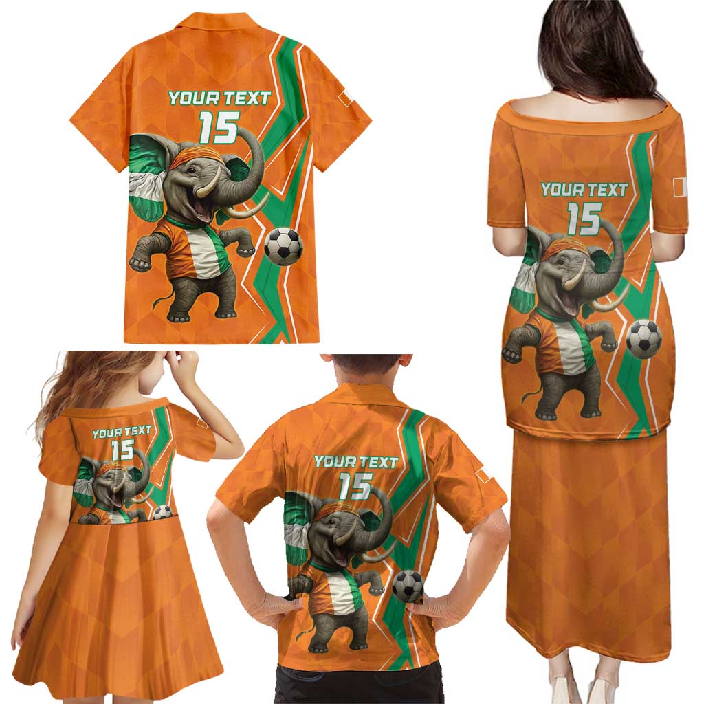 Custom Ivory Coast Football Family Matching Puletasi and Hawaiian Shirt Go Les Elephants