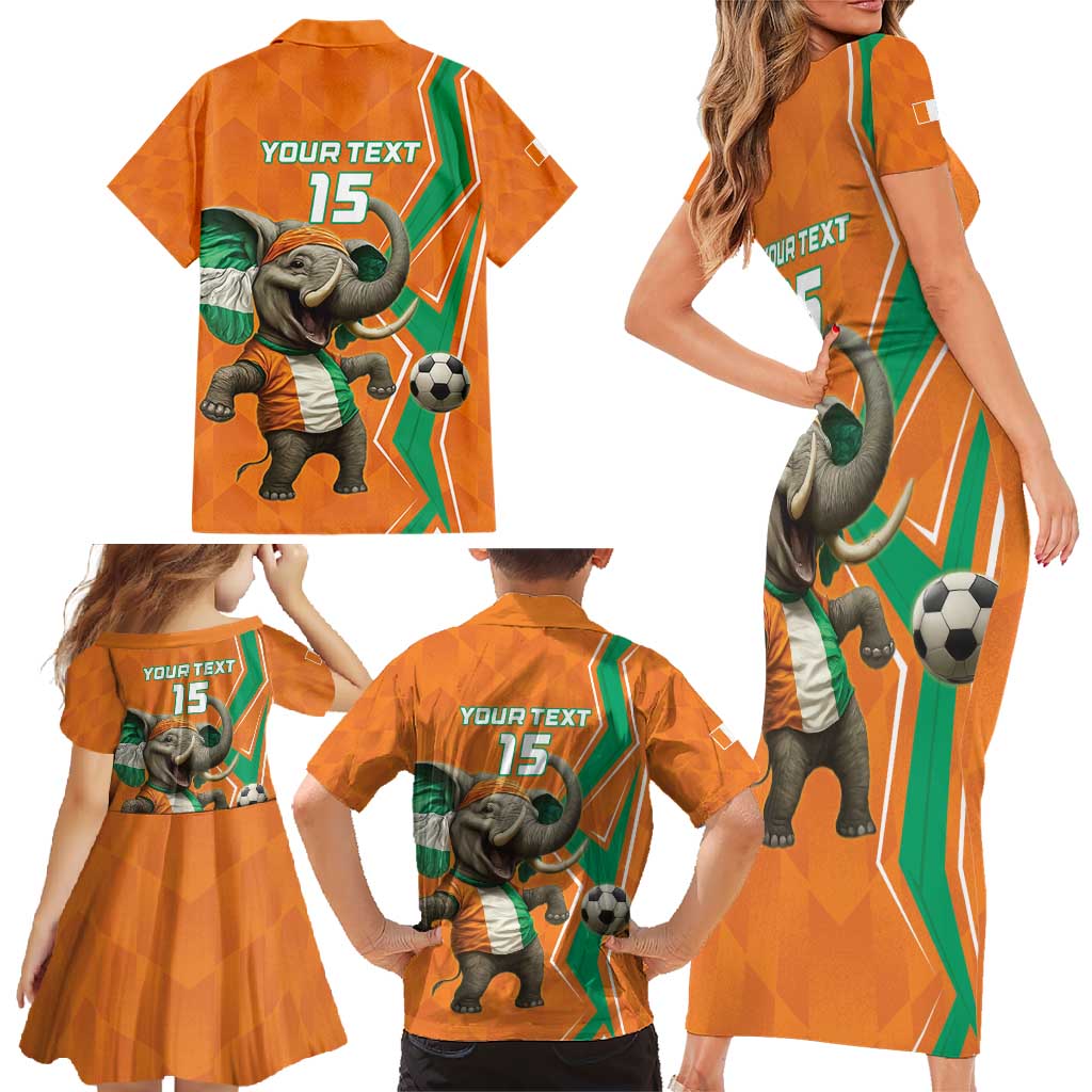 Custom Ivory Coast Football Family Matching Short Sleeve Bodycon Dress and Hawaiian Shirt Go Les Elephants
