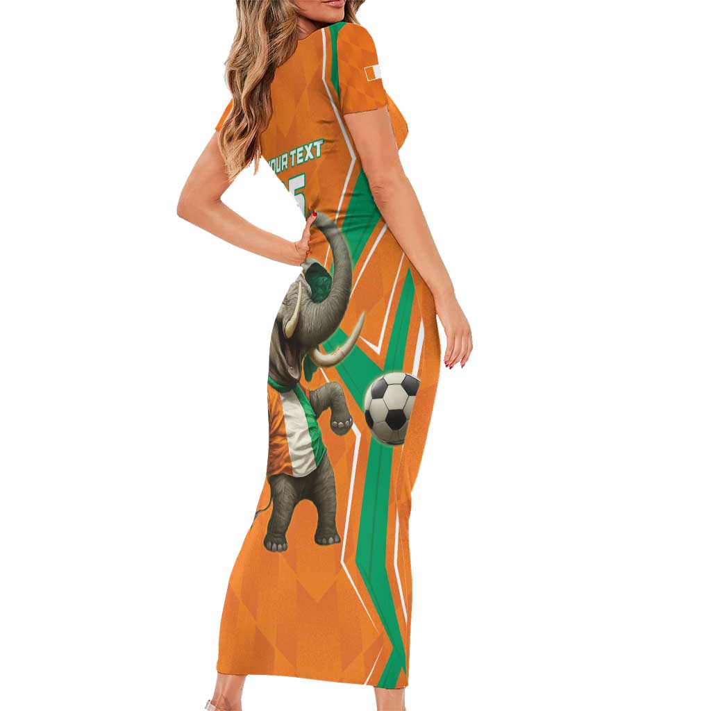 Custom Ivory Coast Football Family Matching Short Sleeve Bodycon Dress and Hawaiian Shirt Go Les Elephants
