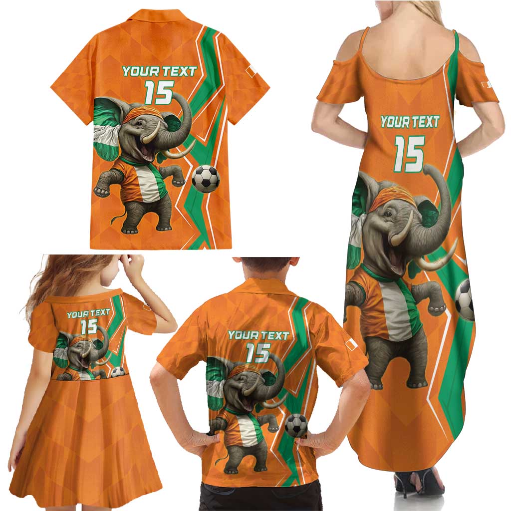 Custom Ivory Coast Football Family Matching Summer Maxi Dress and Hawaiian Shirt Go Les Elephants