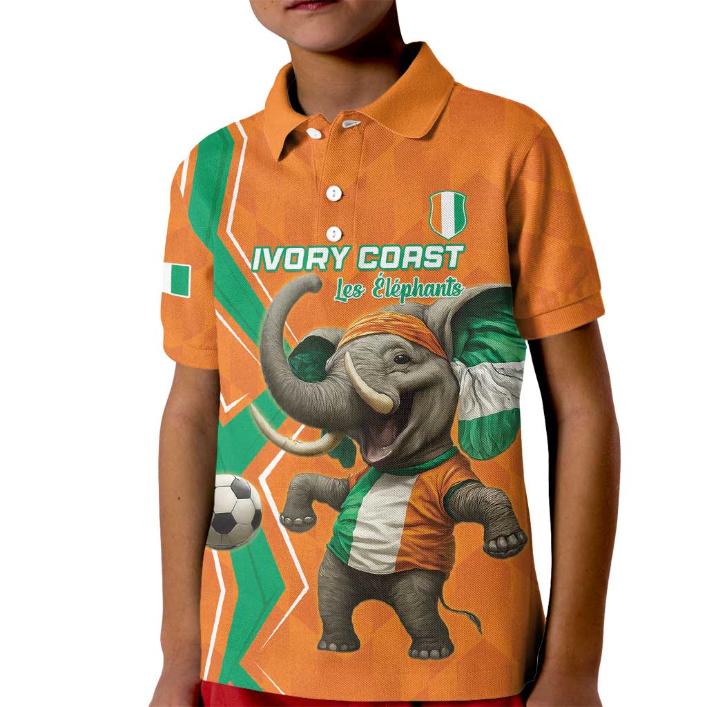 Custom Ivory Coast Football Kid Polo Shirt Go Les Elephants