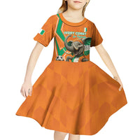 Custom Ivory Coast Football Kid Short Sleeve Dress Go Les Elephants