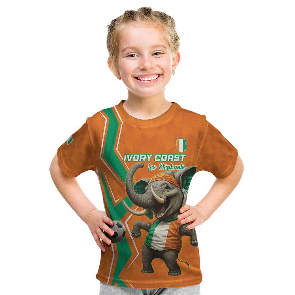 Custom Ivory Coast Football Kid T Shirt Go Les Elephants