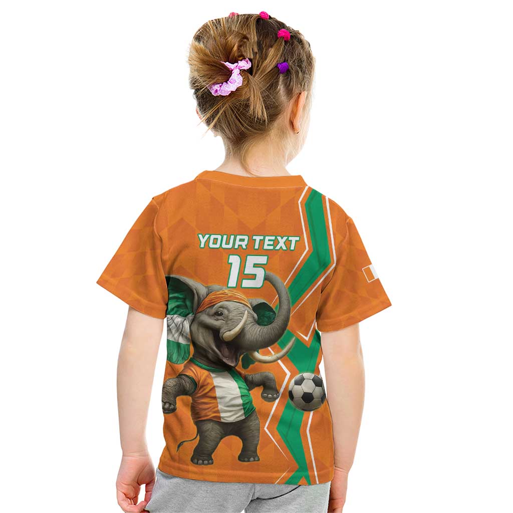 Custom Ivory Coast Football Kid T Shirt Go Les Elephants