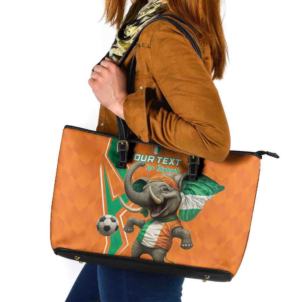 Custom Ivory Coast Football Leather Tote Bag Go Les Elephants