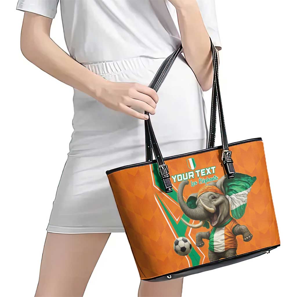Custom Ivory Coast Football Leather Tote Bag Go Les Elephants