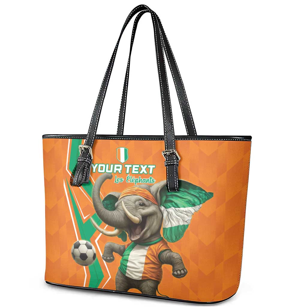Custom Ivory Coast Football Leather Tote Bag Go Les Elephants