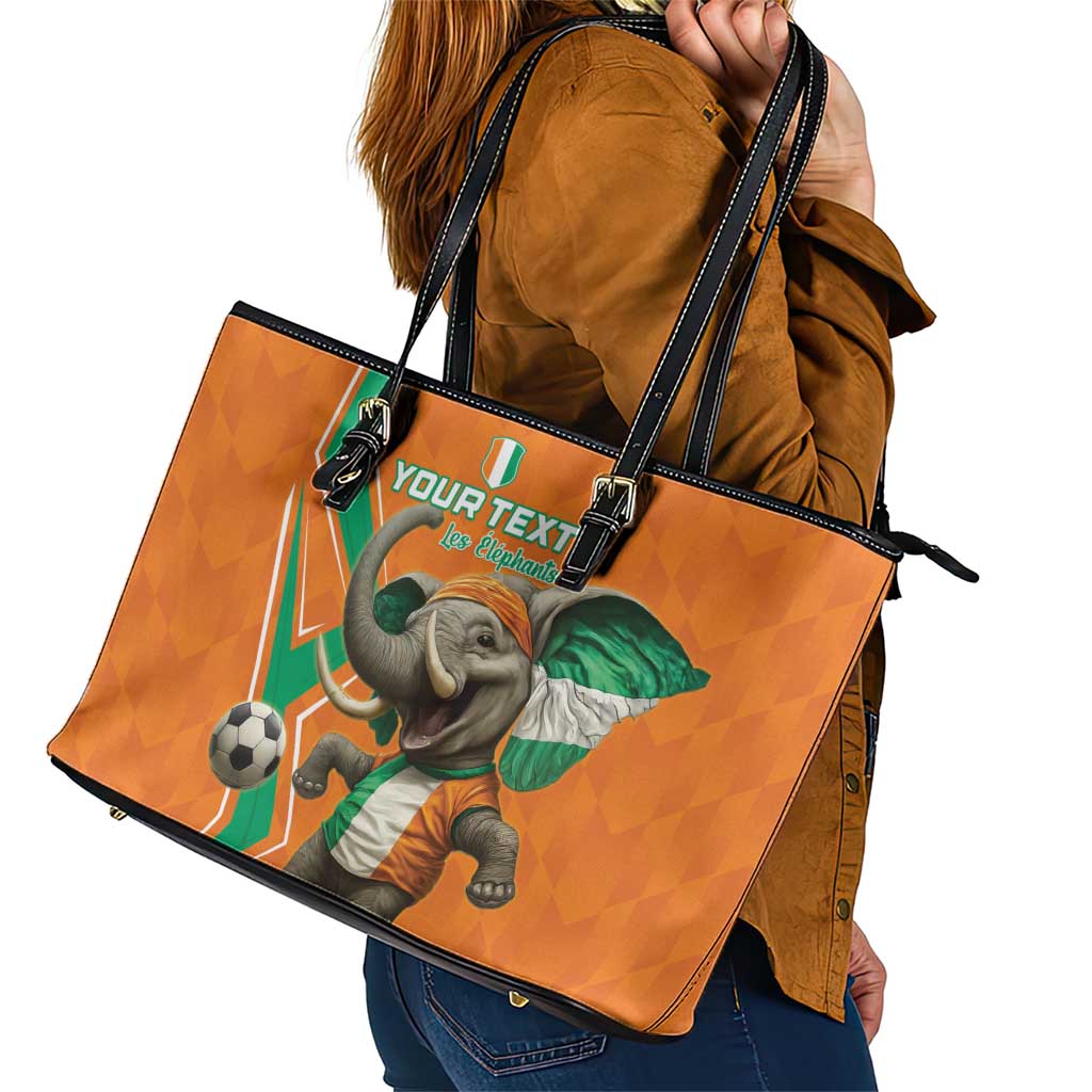 Custom Ivory Coast Football Leather Tote Bag Go Les Elephants