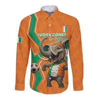 Custom Ivory Coast Football Long Sleeve Button Shirt Go Les Elephants