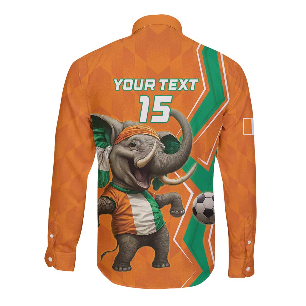 Custom Ivory Coast Football Long Sleeve Button Shirt Go Les Elephants