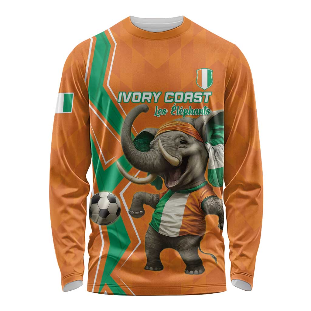 Custom Ivory Coast Football Long Sleeve Shirt Go Les Elephants - Wonder Print Shop
