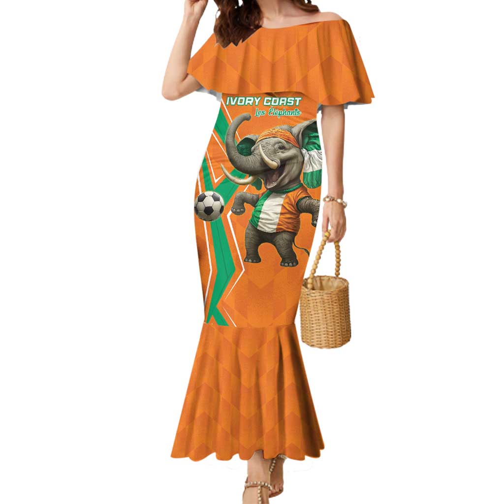 Custom Ivory Coast Football Mermaid Dress Go Les Elephants - Wonder Print Shop
