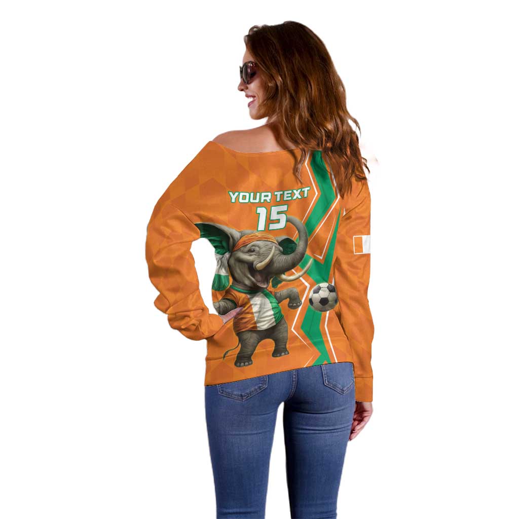 Custom Ivory Coast Football Off Shoulder Sweater Go Les Elephants - Wonder Print Shop
