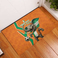 Custom Ivory Coast Football Rubber Doormat Go Les Elephants - Wonder Print Shop