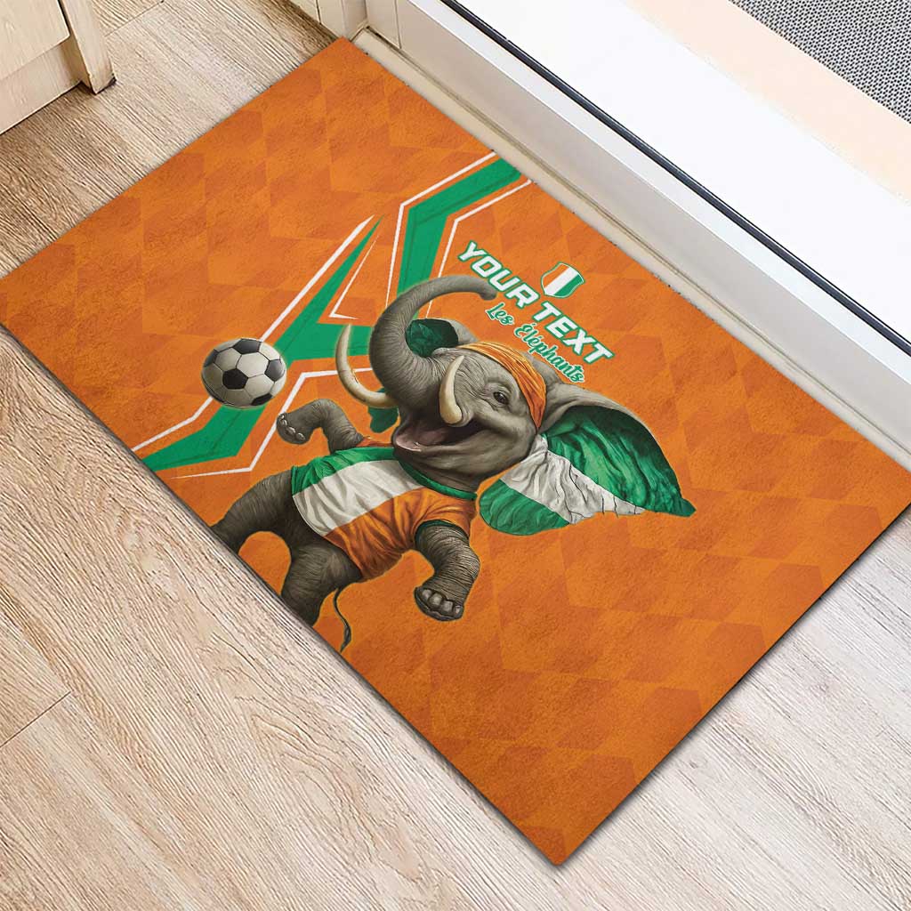 Custom Ivory Coast Football Rubber Doormat Go Les Elephants - Wonder Print Shop
