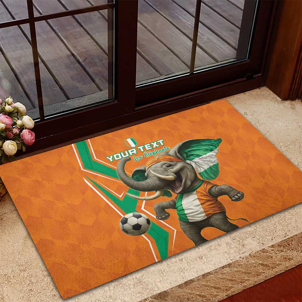 Custom Ivory Coast Football Rubber Doormat Go Les Elephants - Wonder Print Shop
