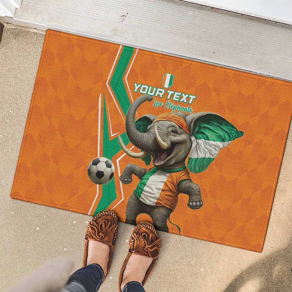 Custom Ivory Coast Football Rubber Doormat Go Les Elephants - Wonder Print Shop