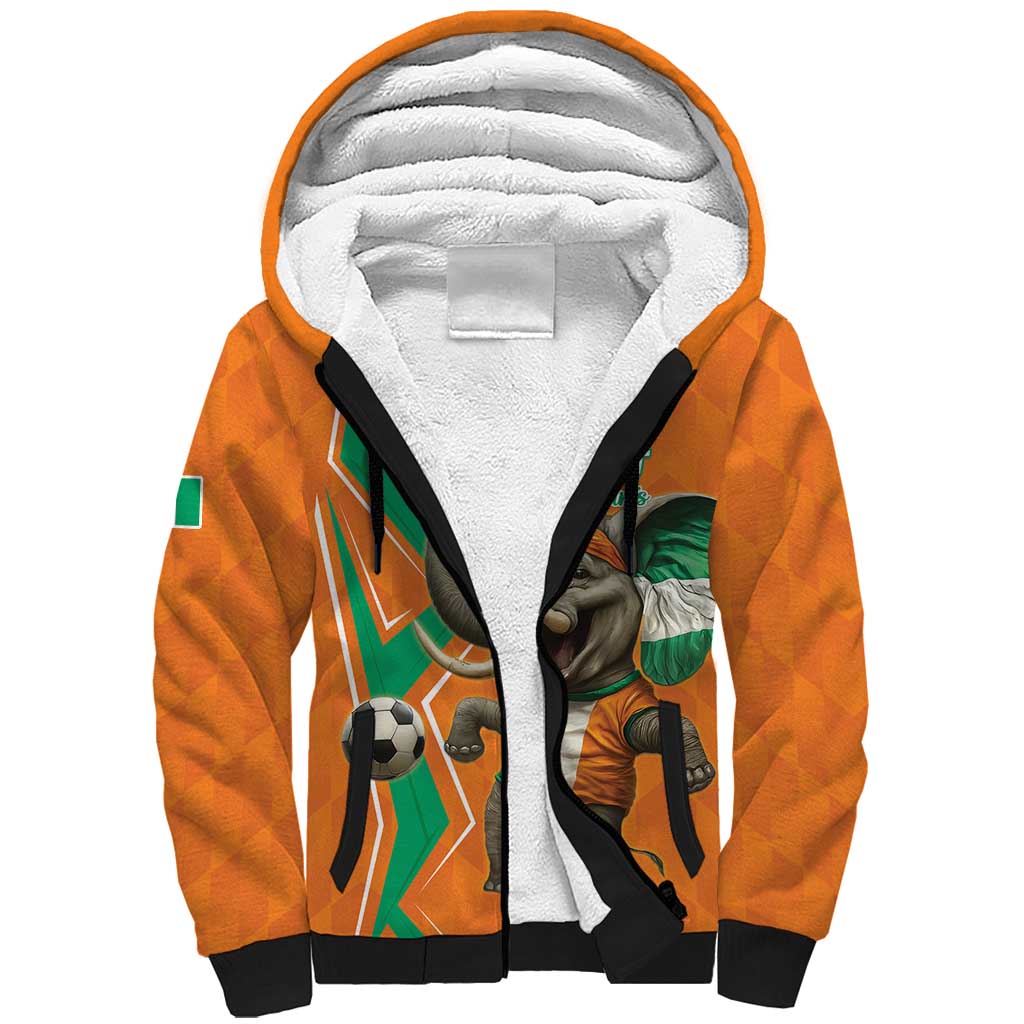 Custom Ivory Coast Football Sherpa Hoodie Go Les Elephants - Wonder Print Shop