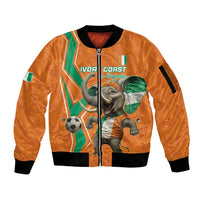 Custom Ivory Coast Football Sleeve Zip Bomber Jacket Go Les Elephants - Wonder Print Shop