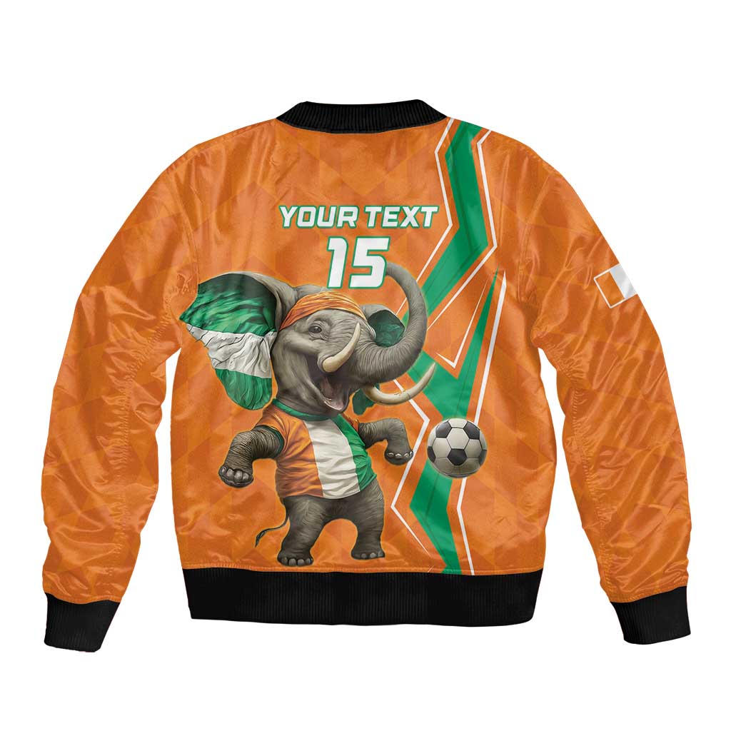 Custom Ivory Coast Football Sleeve Zip Bomber Jacket Go Les Elephants - Wonder Print Shop
